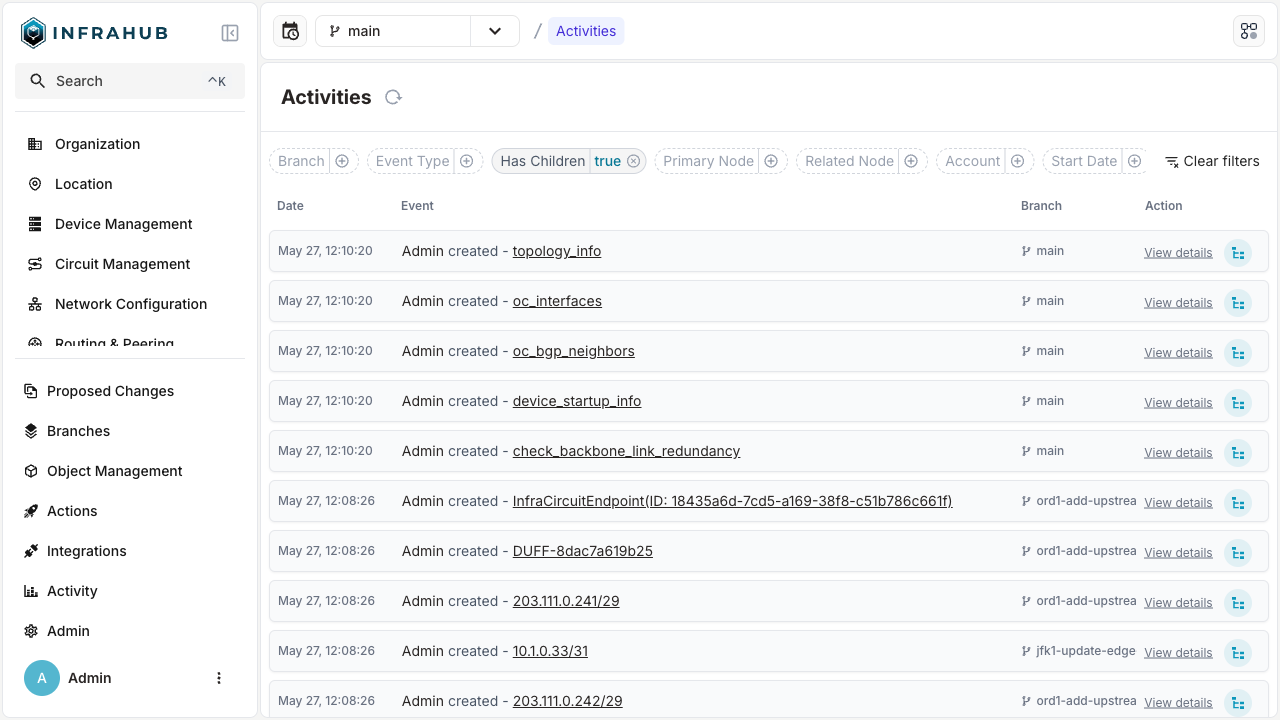 Activity logs filters - children